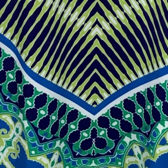 Maggy London Blue Green Geometric Print Sheath Dress Size 4 - Picture 9 of 11